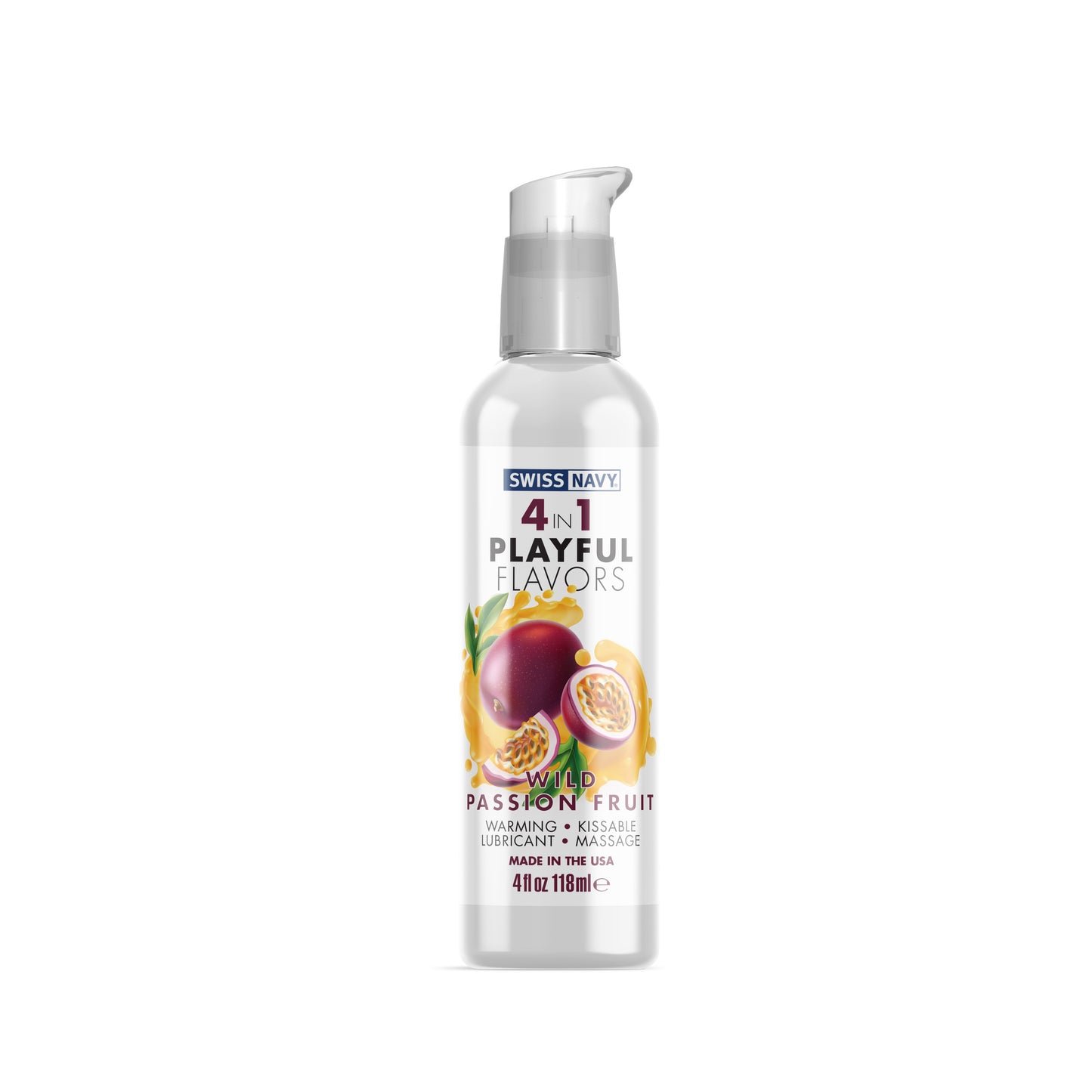 Swiss Navy 4-in-1 Playful Flavors - Wild Passion Fruit - 4 Fl. Oz. MD-SN4N1FWPF4