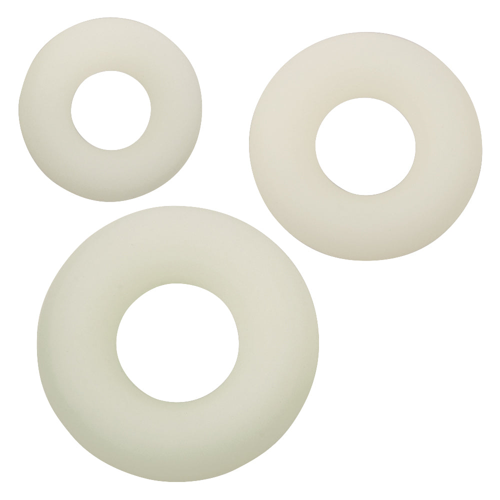Alpha Glow-in-the-Dark Liquid Silicone 3 Ring Set - White SE1492332