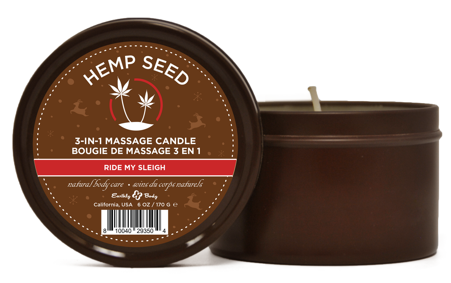 Hemp Seed 3-in-1 Massage Candle Ride My Sleigh 6oz/ 170 G EB-HSCH021C