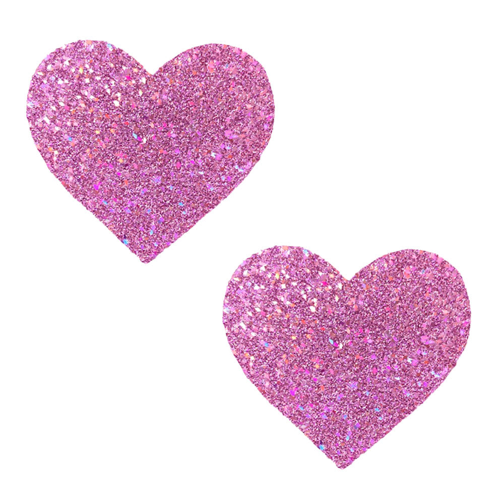 Pegasus Kisses Iridescent Pink Glitter I Heart U Nipztix Pasties NN-PGK-HRT-NS