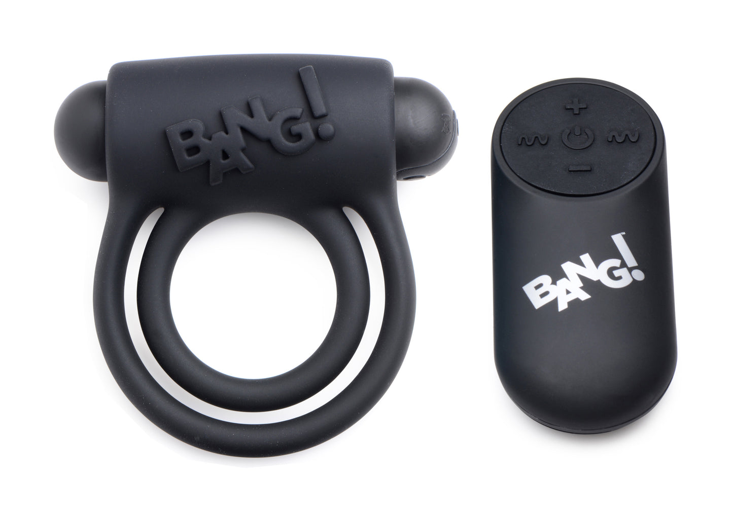 Bang - Silicone Cock Ring and Bullet With Remote Control - Black BNG-AG572-BLK