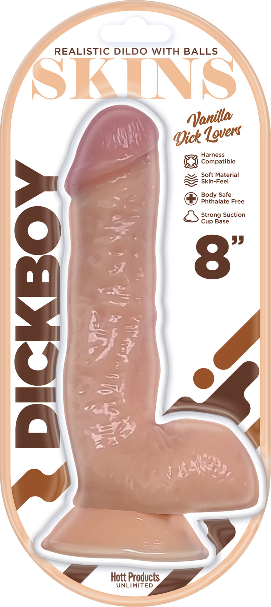 Dickboy - Skins - Dildo With Balls - 8 Inch - Vanilla Dick Lover HP3366