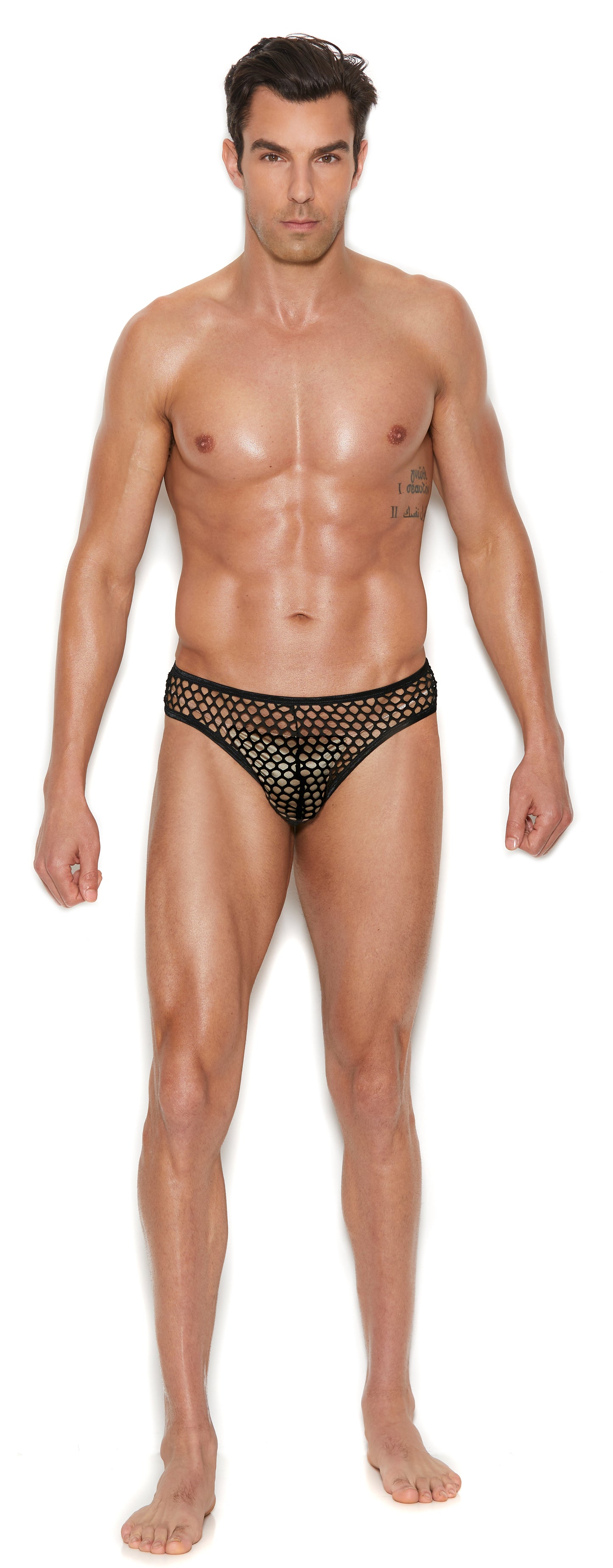 Men's Fishnet Thong Back Brief - Large/xlarge - Black EM-82928BLKLXL