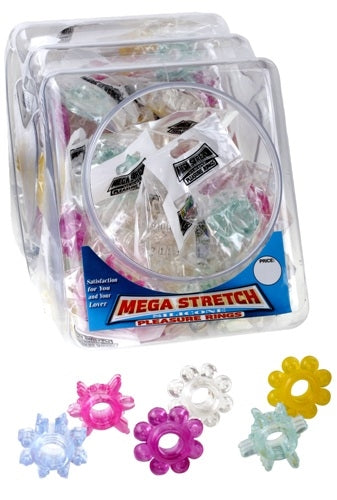 Mega Stretch Silicone Pleasure Rings - 72 Piece Fishbowl PD2219-99D